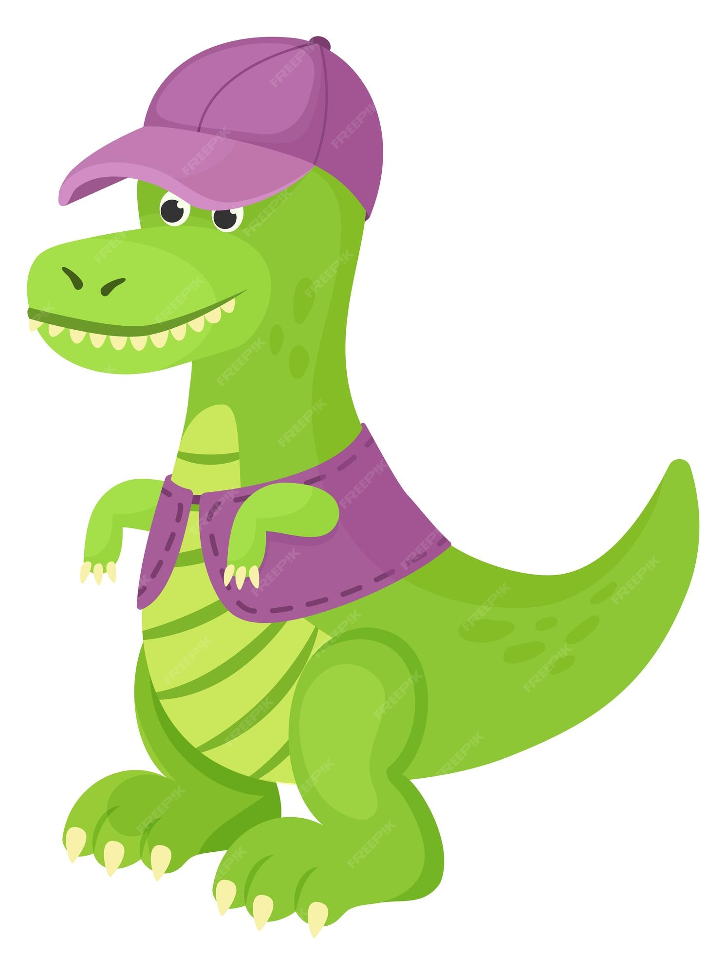 Ícone de desenho animado simples ilustração vetorial simples dinossauro  verde