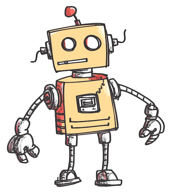 brinquedo de robô de desenho animado desenhado à mão