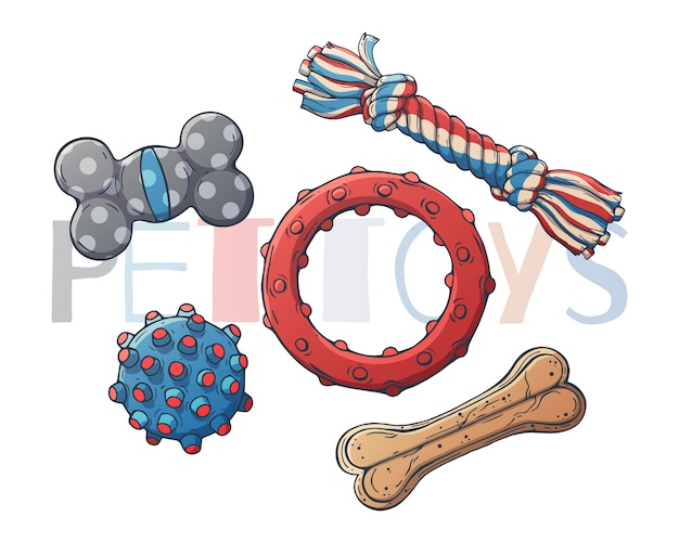Vetor brinquedos para gatos e cachorros. ilustração vetorial