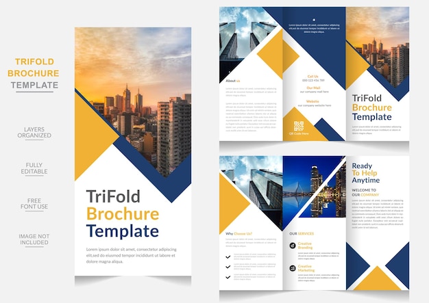 Brochura de três dobras de negócios modernos corporativos criativos e modelo de design de folheto de negócios