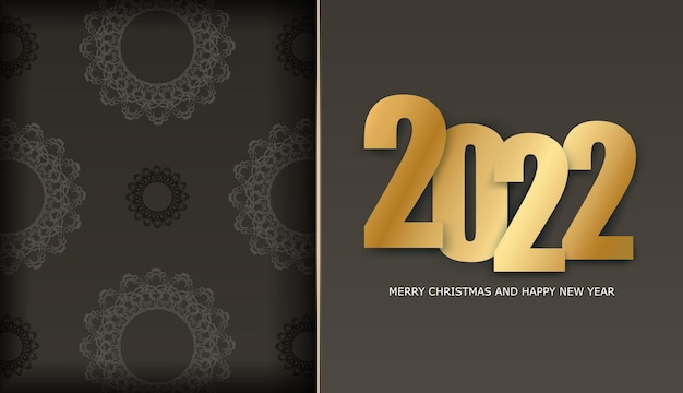 Brochura festiva 2022 feliz natal marrom com padrão de luz de luxo