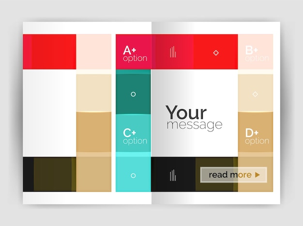 Vetor brochura geométrica a4 modelo de negócios folheto resumo de fundo com infografias abc opções modelo de impressão moderno