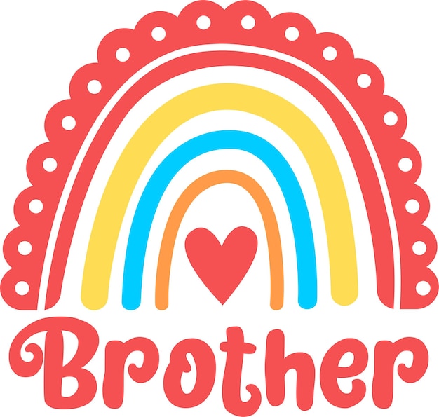 Brother Boho Rainbow Heart Pattern Rainbow Cricut Rainbow com coração