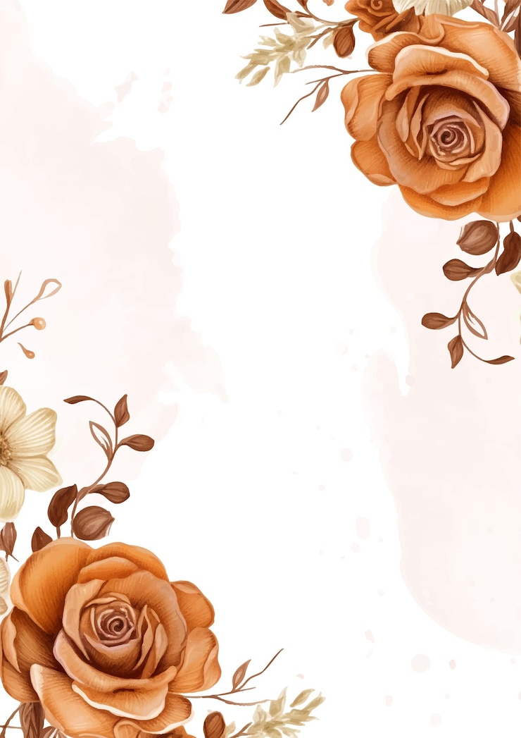 Vetor brown e bege rústico convite fundo buquê aquarela pintura com flora e flor
