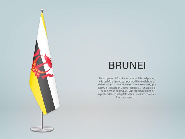 Brunei pendurando a bandeira no suporte modelo para banner de conferência