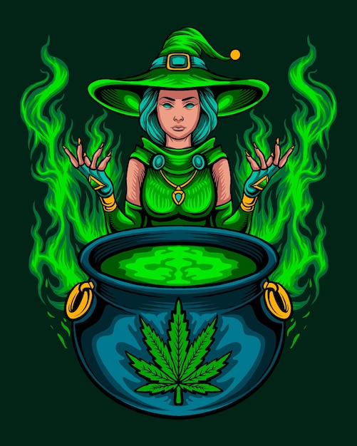 Bruxas engraçadas com maconha. Cartão de saudação Vetor, Gráficos - Envato  Elements