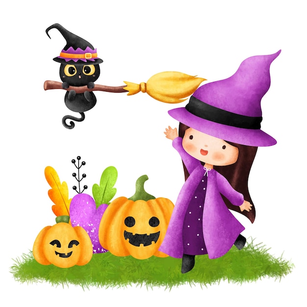 Vetores de Ilustração De Halloween De Uma Bruxa Bonita E Seu Gato e mais  imagens de Bruxa - Criatura Mítica - iStock