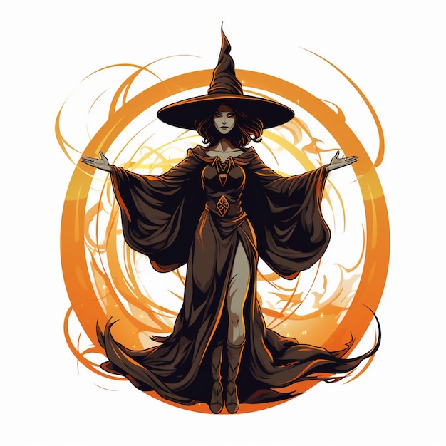 Bruxa de halloween ilustração vetorial feriado desenho animado magia chapéu assustador outubro celebridade assustadora