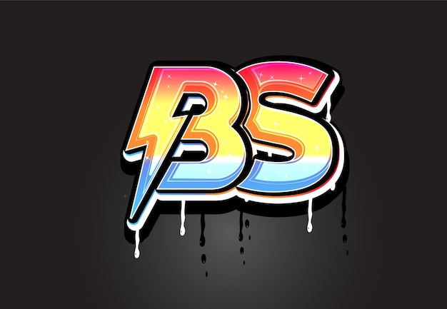 Bs bolt thunder letter vector