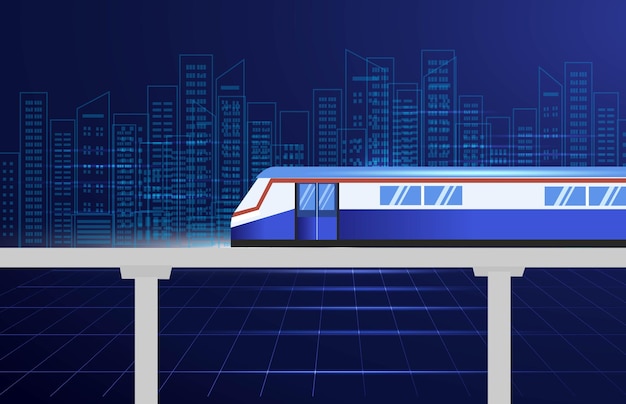 BTS Sky trem em ilustração vetorial de edifícios de paisagem urbana