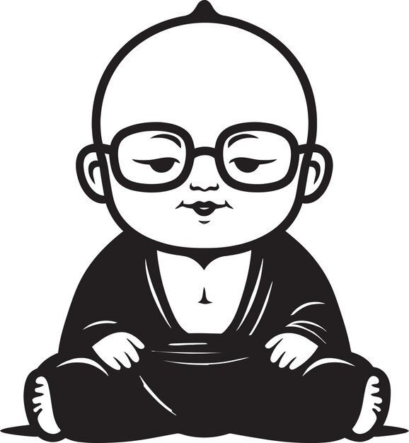 Buda bambino buda de desenho animado silhueta de buda pequena tranquilidade vector buda menino