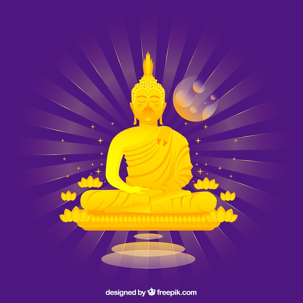 Budha tradicional com design plano