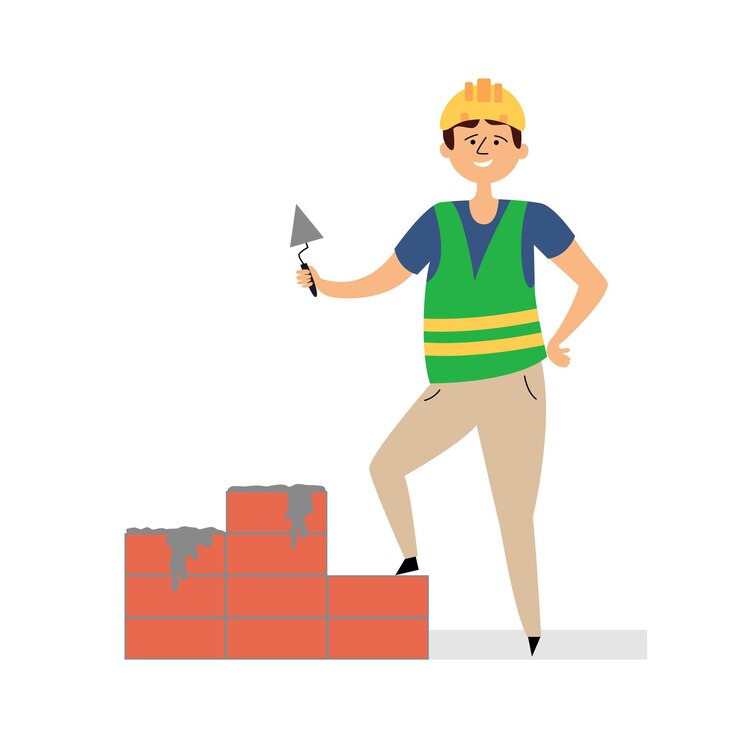 Vetor builder lubrifica tijolos com cimento