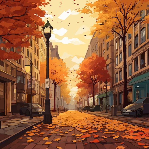 Building_street_dyed_in_autumn_vector