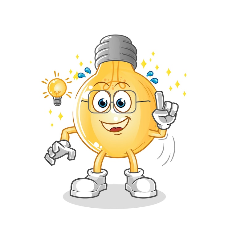 Vetor bulb teve uma ideia de desenho animado. vetor mascote