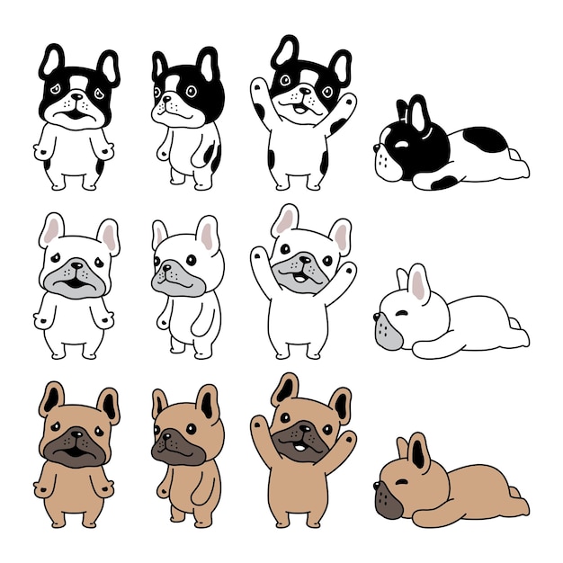 Vetor buldogue francês de desenhos animados de cachorro