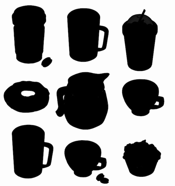 Bules e canecas xícaras de café ilustração vetorial silhueta ilustração vetorial