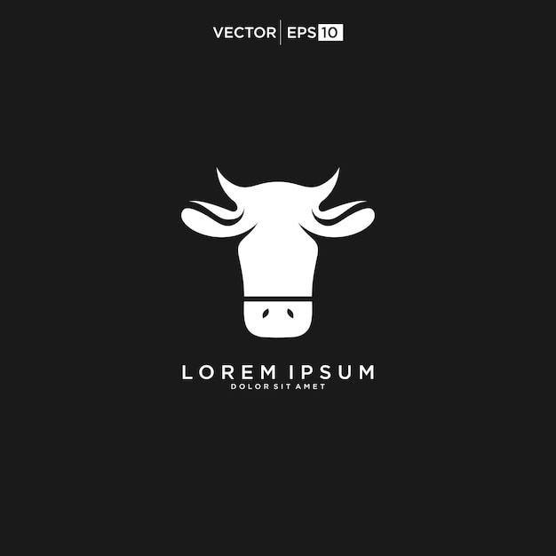 Vetor bull cow angus cattle head icon logo design template