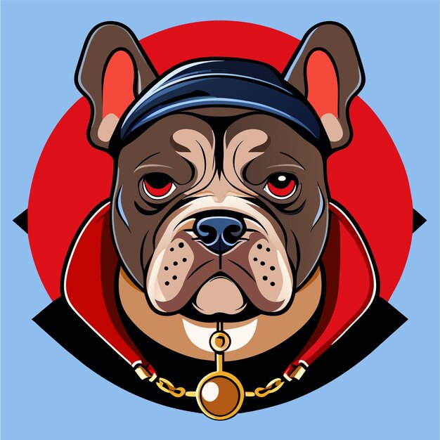 Vetor bulldog bonito com fones de ouvido desenhado à mão plano estiloso conceito de ícone de adesivo de desenho animado