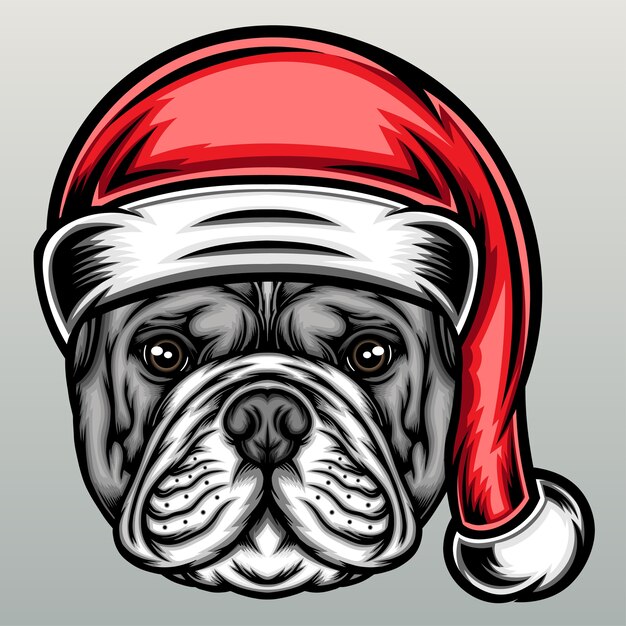 Bulldog com chapéu de natal.