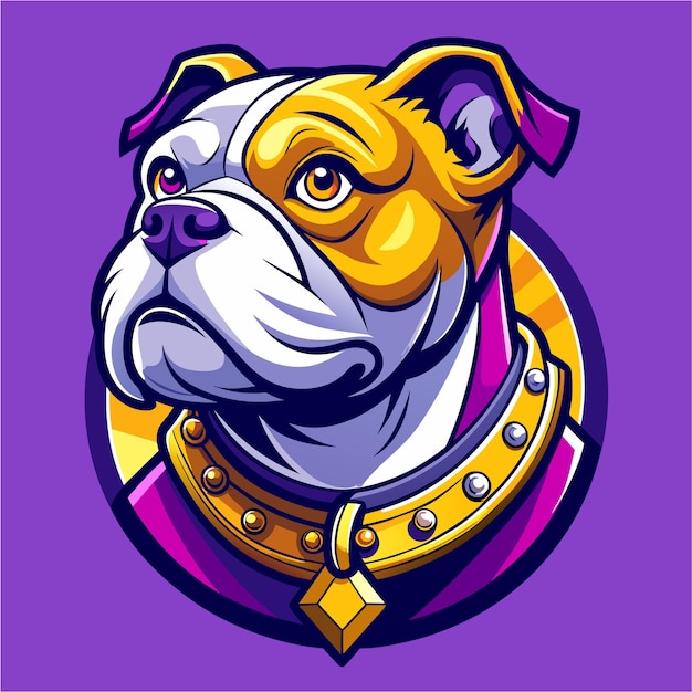 Vetor bulldog desenhado usando cadeia de ouro e boné desenhado à mão personagem de desenho animado adesivo conceito de ícone