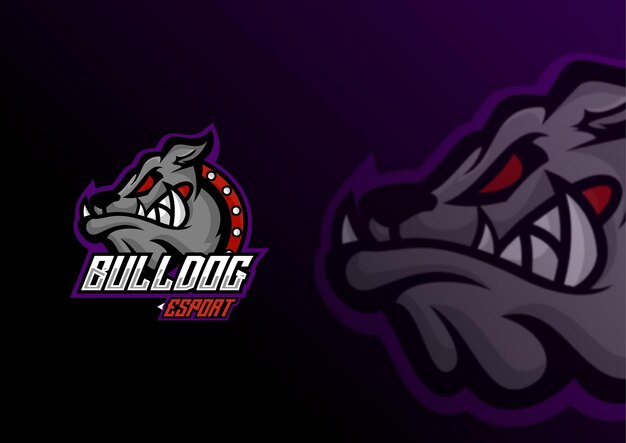 Bulldog esport logo design de mascote premium