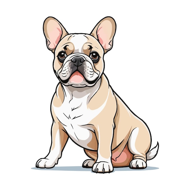 Vetor bulldog francês sentado e olhando para a câmera ilustração vetorial