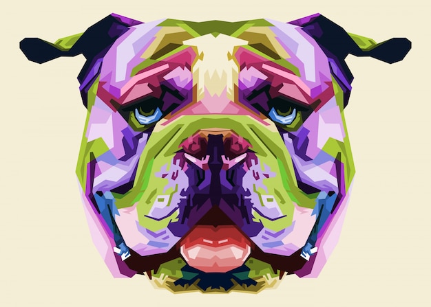 Bulldog inglês colorido no estilo pop art