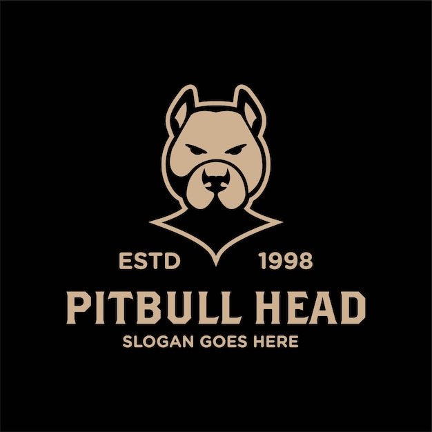 Bulldog pitbull head face logo vintage retrô vector