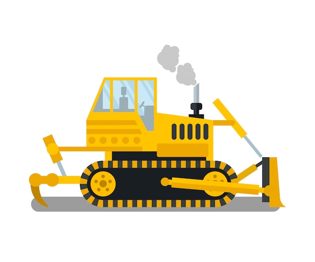 Bulldozer, ilustração de cor lisa do escavador