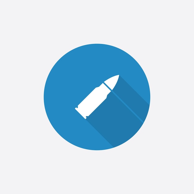 Bullet flat blue simple icon com longa shadowxa