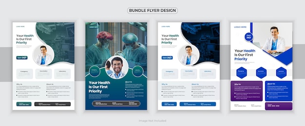 Bundle Medical Flyer ou Dl Flyer e modelo de design de cartão de rack