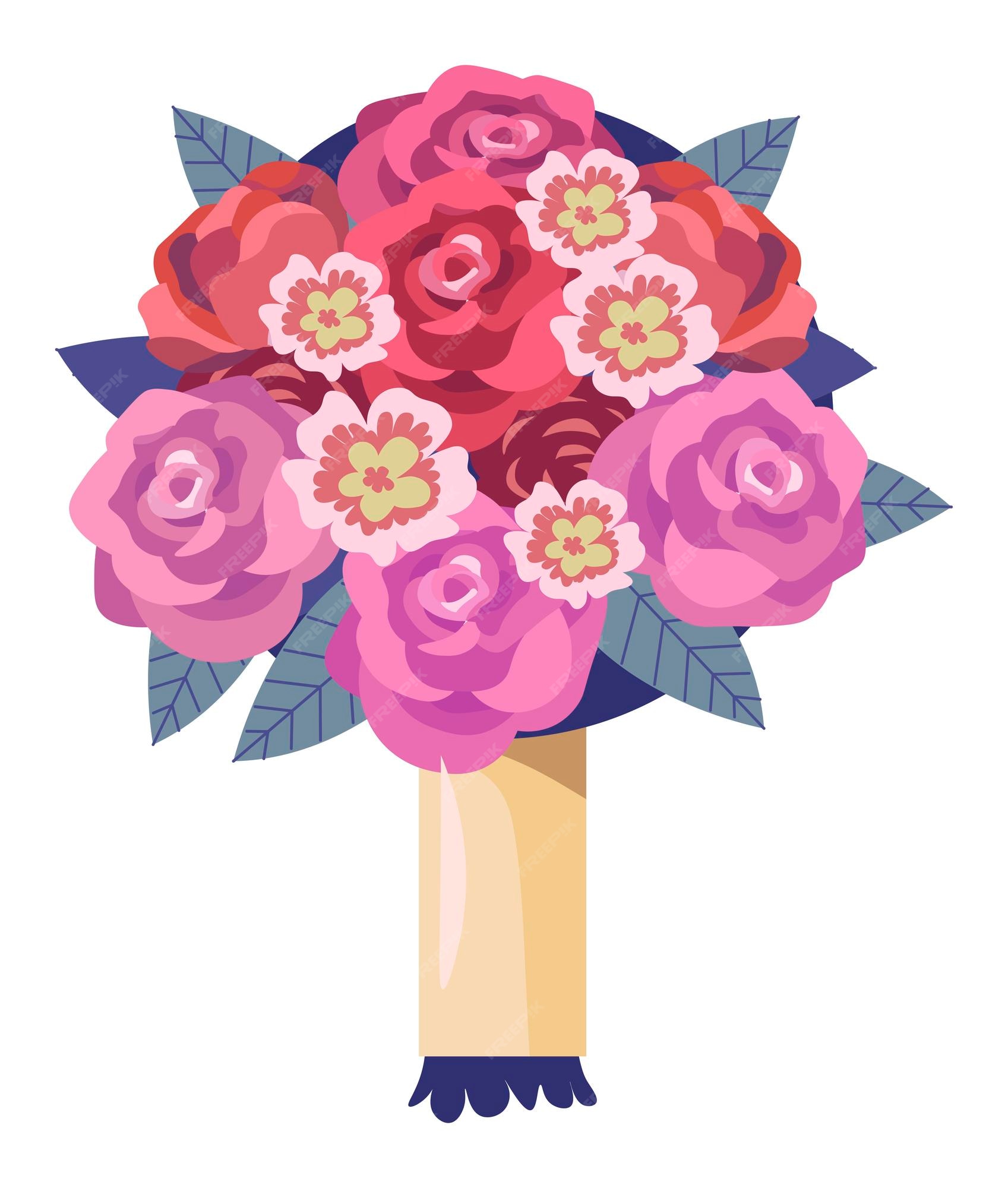 Buquê de casamento flores de noiva rosas em flor | Vetor Premium