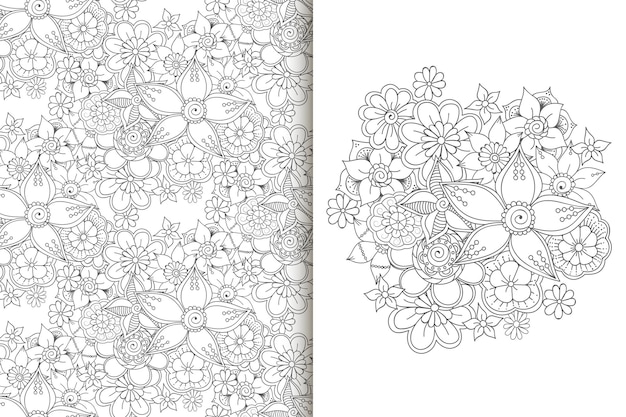 Buquê de flores abstratas com padrão sem costura Conjunto de fundo floral