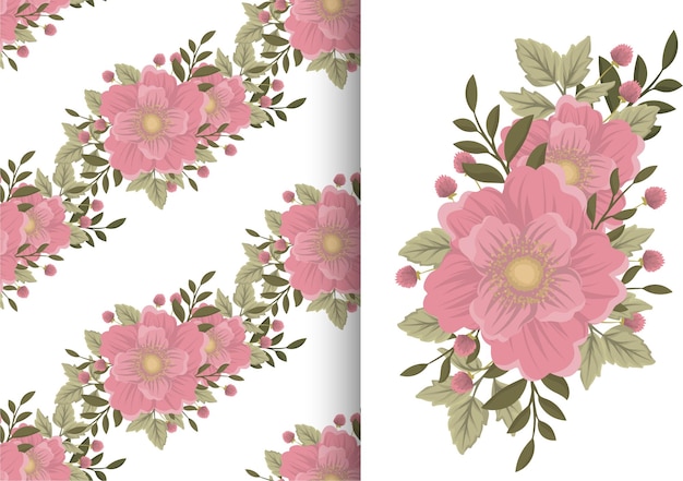 Buquê de flores com padrão sem emenda. conjunto de fundo floral