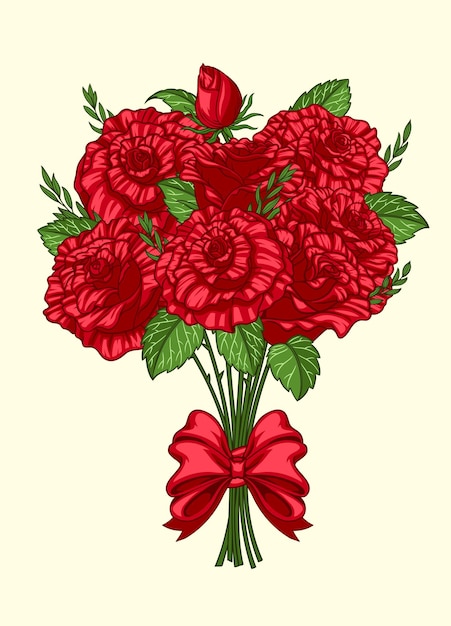 Vetor buquê de flores de rosa vermelha