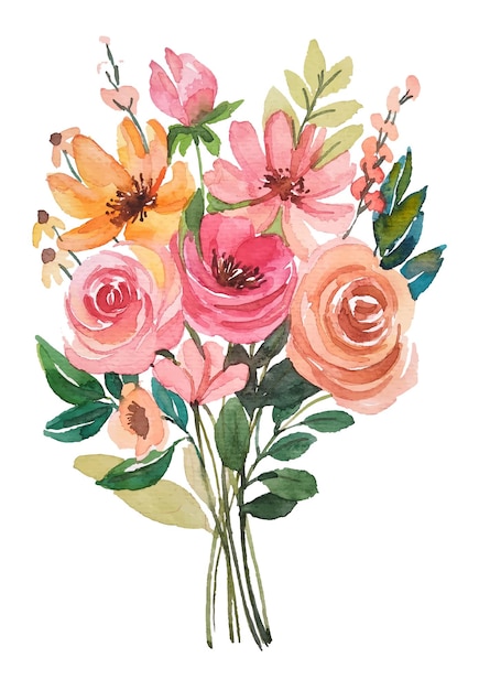 Buquê de flores em aquarela