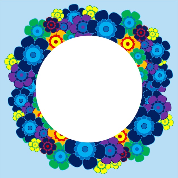 Buquê de flores simples coloridas sobre fundo azul Quadro com decoração