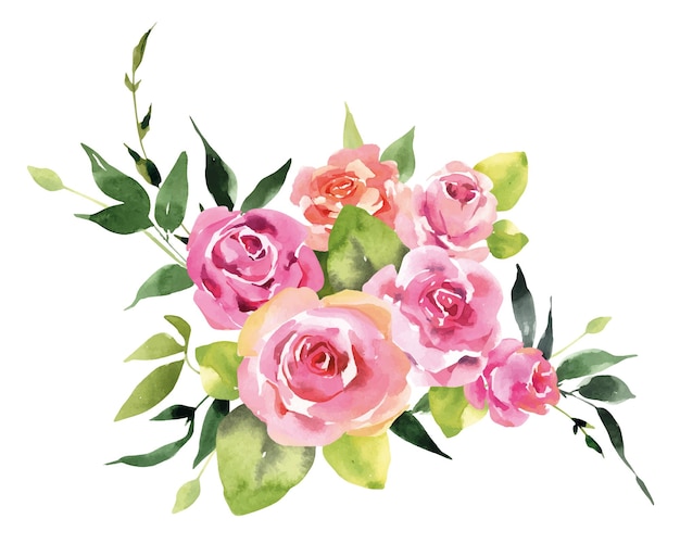 Buquê de rosas em aquarela