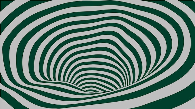 Buraco de minhoca abstrato verde e branco ilusão óptica ilustração vetorial túnel 3d