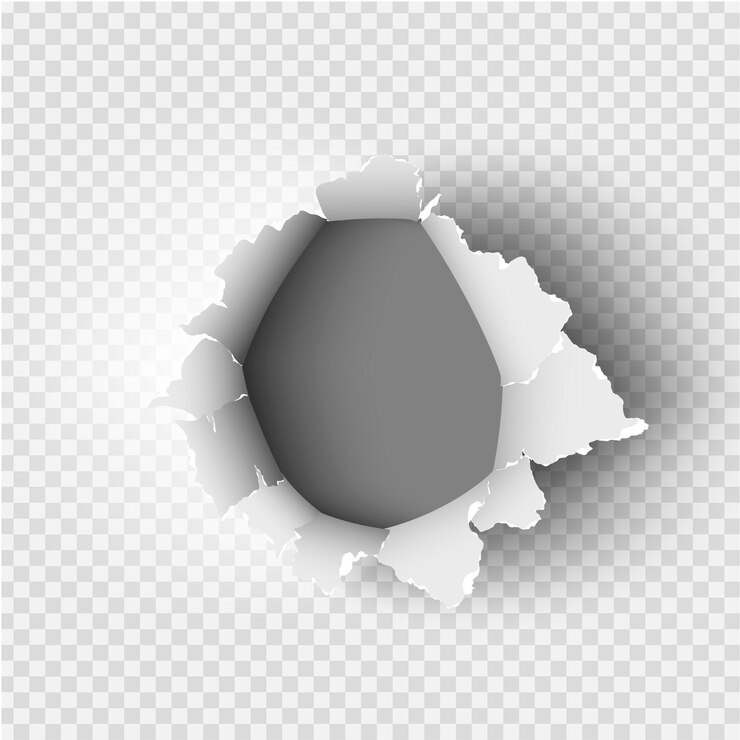 Vetor buraco rasgado em papel rasgado em fundo transparente