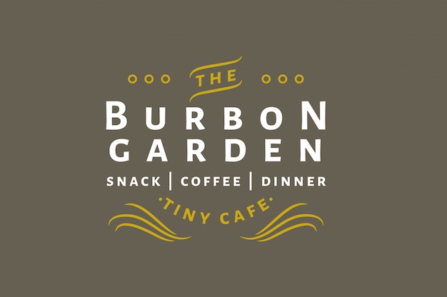 Vetor burbon garden - lanche | café | jantar - logotipo vintage