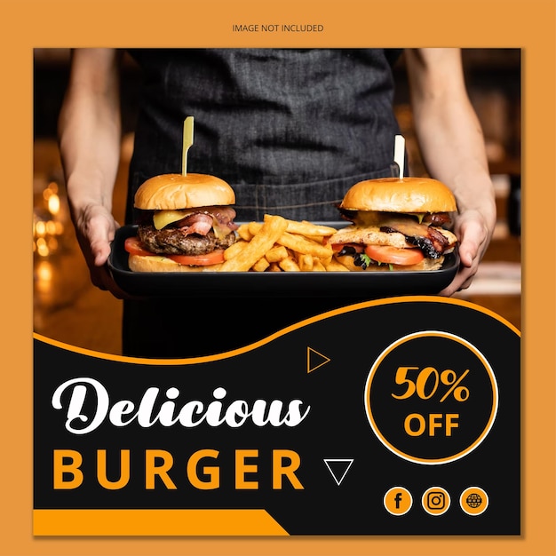 Vetor burger banner facebook banner instagram banner fb post facebook ads