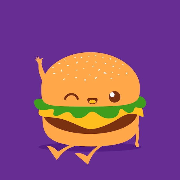 Vetor burger personagem de desenho animado