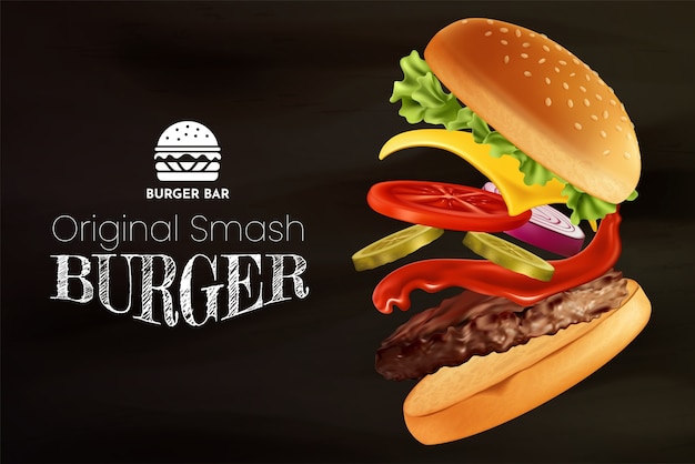 Burger smash original com ingredientes frescos