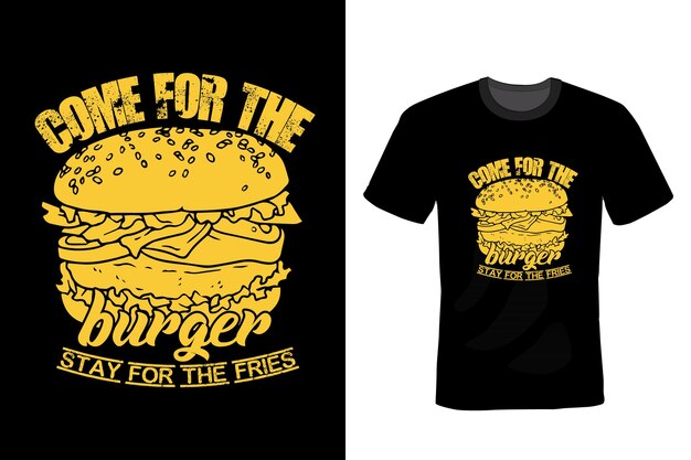 Burger t shirt design tipografia vintage