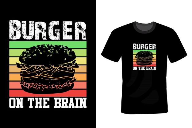 Burger t shirt design tipografia vintage