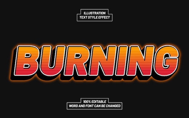 Burning 3d bold text style effect