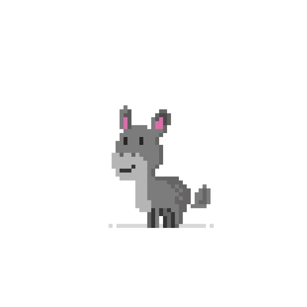 burro bonito em estilo pixel art