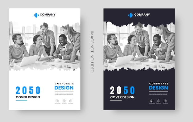 Business book cove moderno corporativo ou modelo de design de relatório anual em tamanho a4 com cor azul